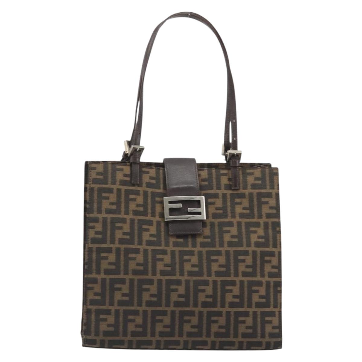 FENDI Zucca Canvas Mamma Baguette Tote Bag Brown Black Auth 190385 - Jerrillo image 2