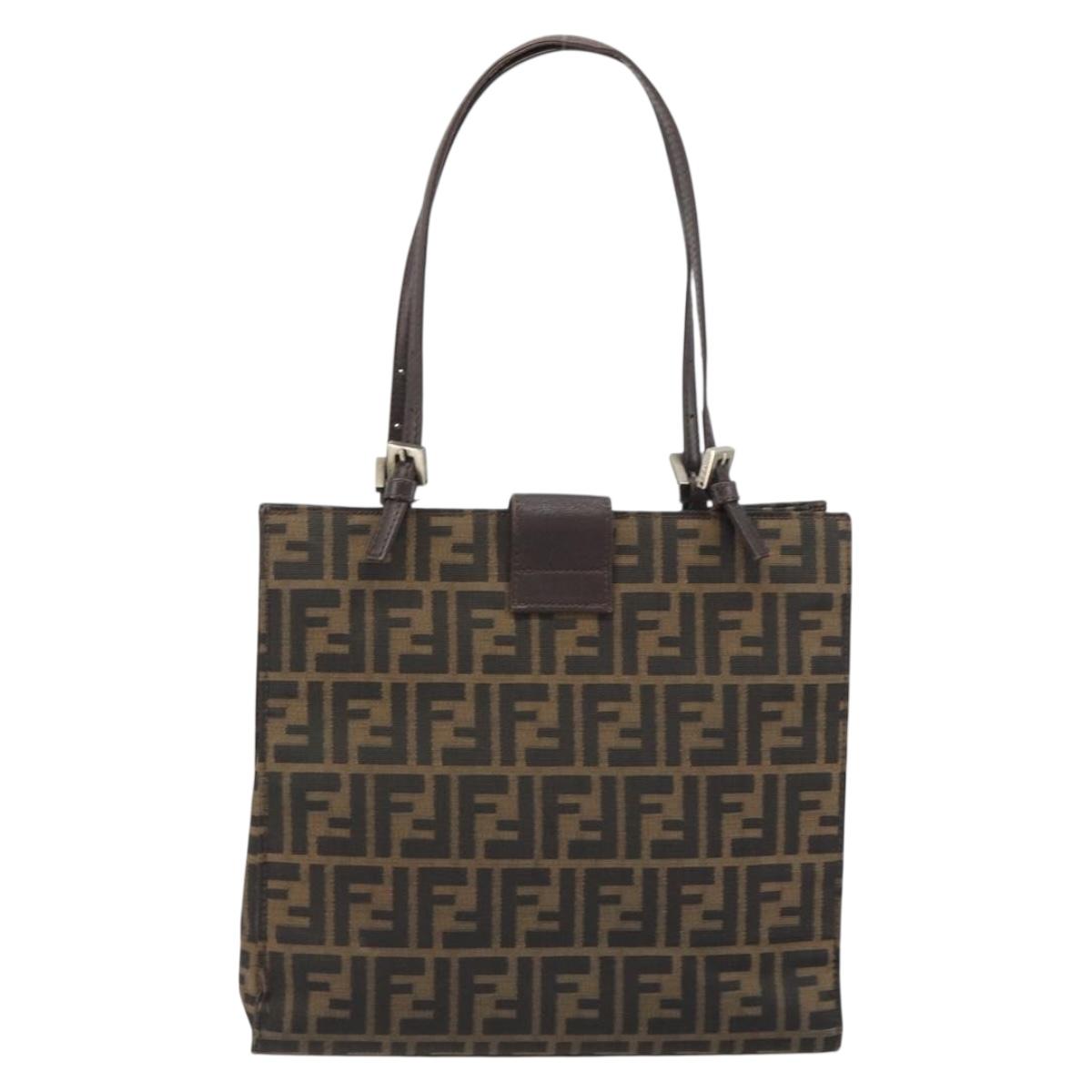 FENDI Zucca Canvas Mamma Baguette Tote Bag Brown Black Auth 190385 - Jerrillo image 3