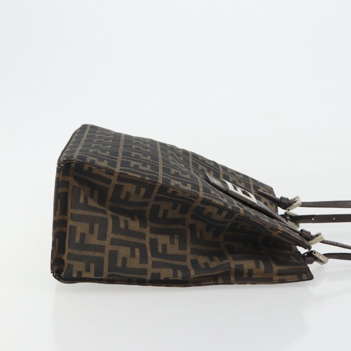 FENDI Zucca Canvas Mamma Baguette Tote Bag Brown Black Auth 190385 - Jerrillo image 4