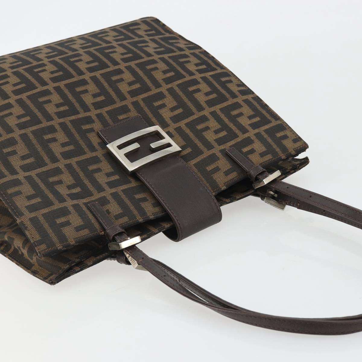 FENDI Zucca Canvas Mamma Baguette Tote Bag Brown Black Auth 190385 - Jerrillo image 6