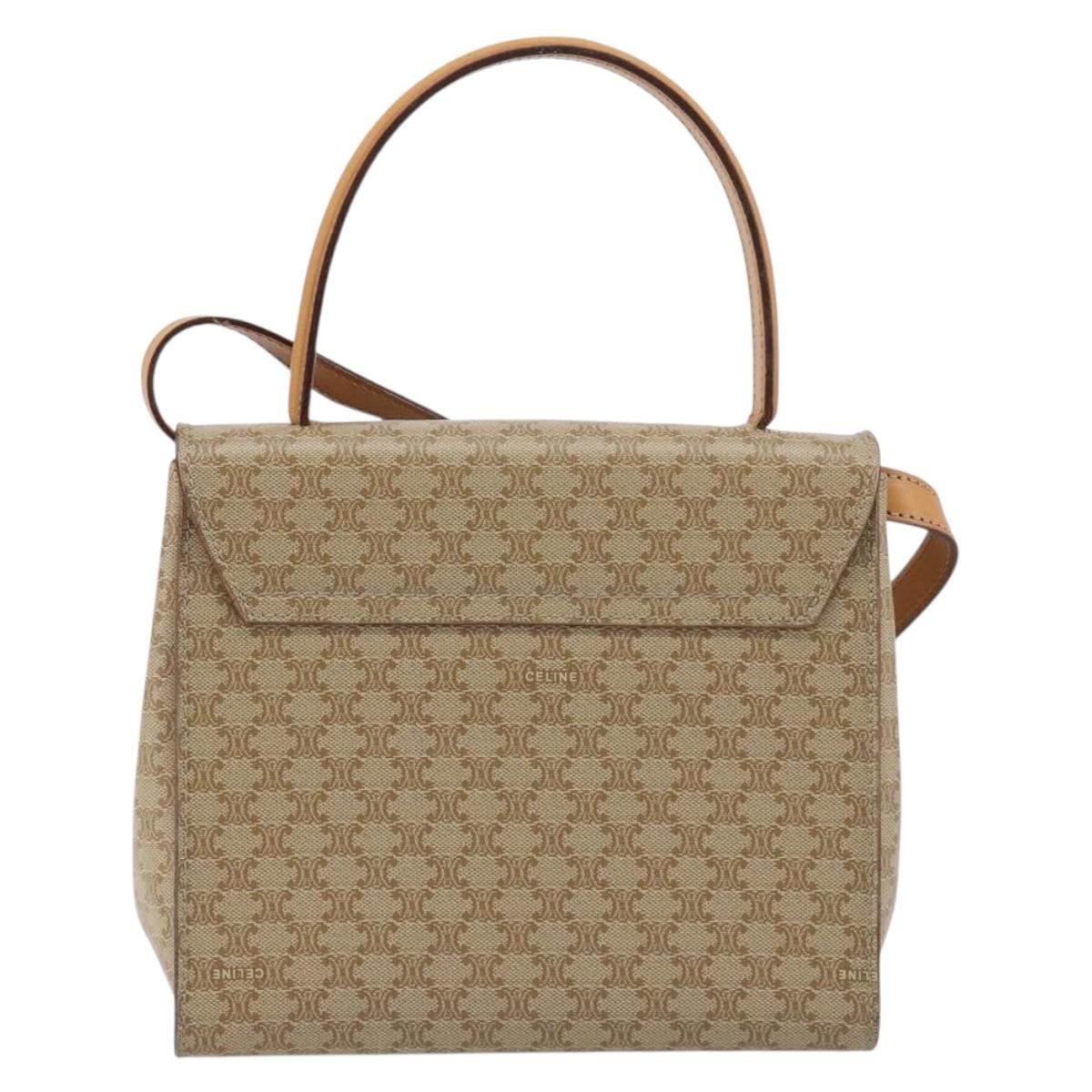 CELINE Macadam Canvas Star Ball Hand Bag PVC 2way Beige Gold Auth 190408A - Jerrillo image 2