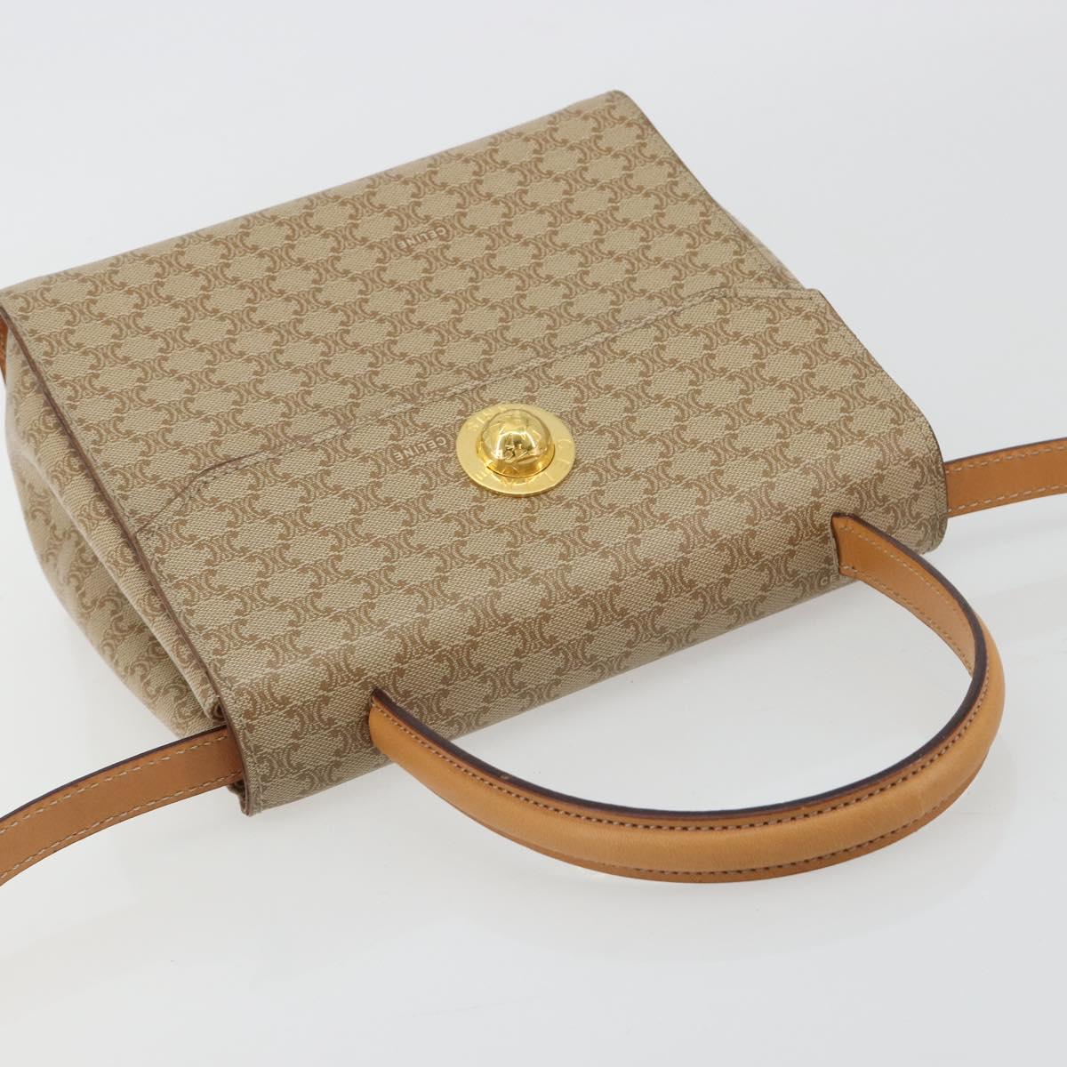CELINE Macadam Canvas Star Ball Hand Bag PVC 2way Beige Gold Auth 190408A - Jerrillo image 6