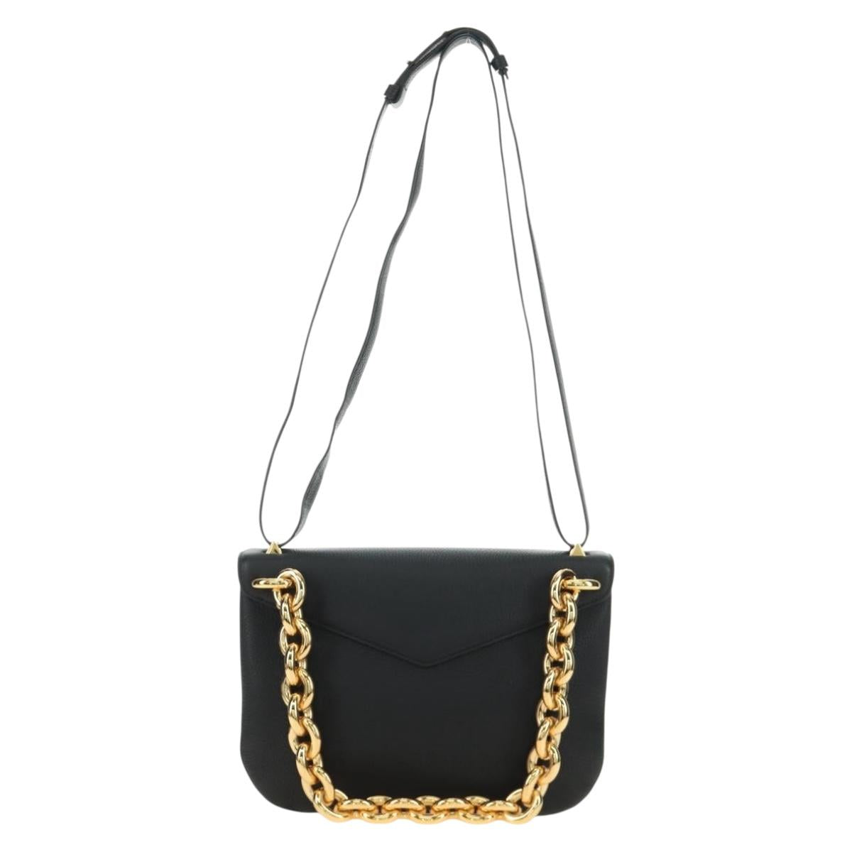 BOTTEGA VENETA Chain Shoulder Bag Leather 2way Black Gold Auth 190448V - Jerrillo image 2