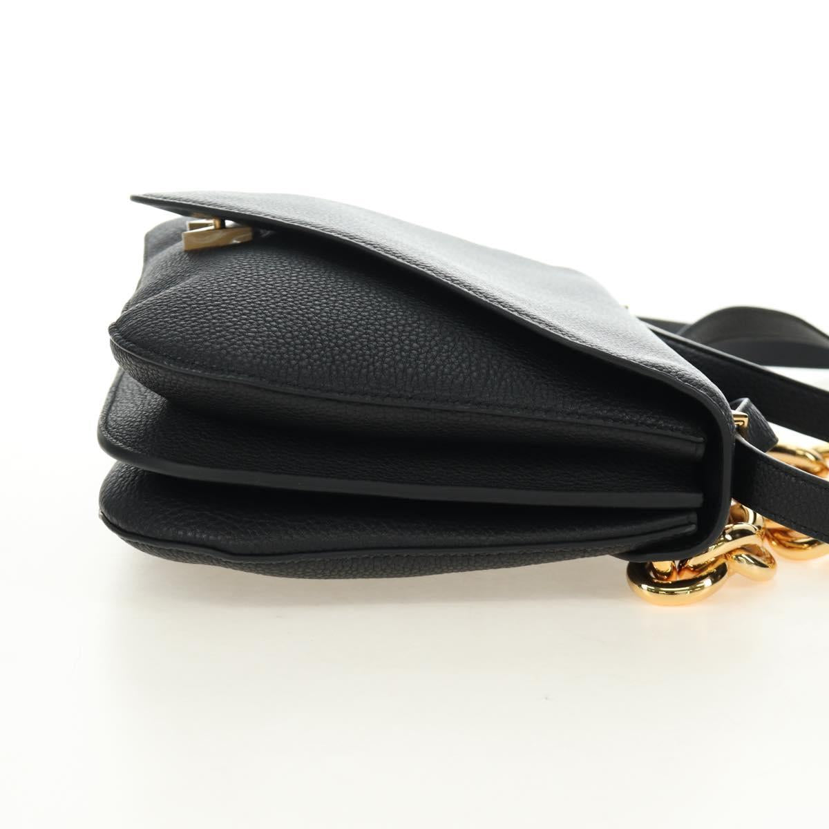 BOTTEGA VENETA Chain Shoulder Bag Leather 2way Black Gold Auth 190448V - Jerrillo image 4