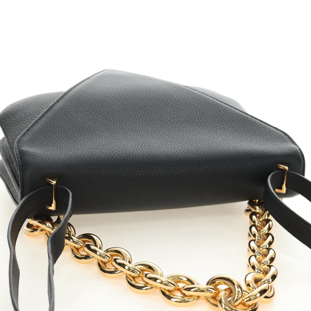 BOTTEGA VENETA Chain Shoulder Bag Leather 2way Black Gold Auth 190448V - Jerrillo image 6