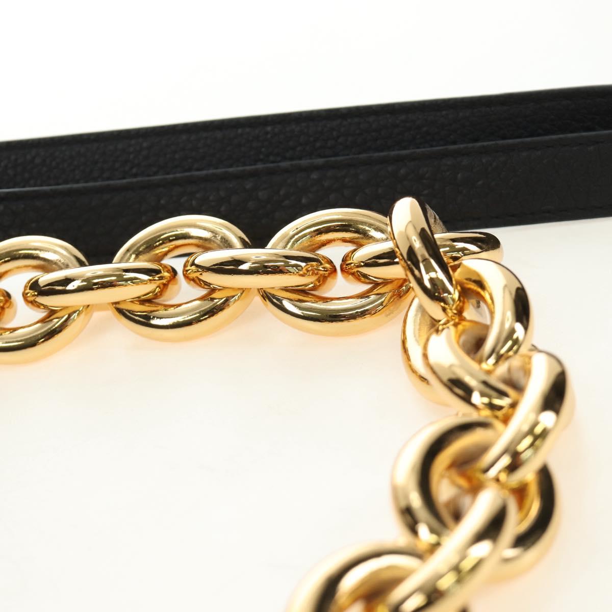 BOTTEGA VENETA Chain Shoulder Bag Leather 2way Black Gold Auth 190448V - Jerrillo image 8
