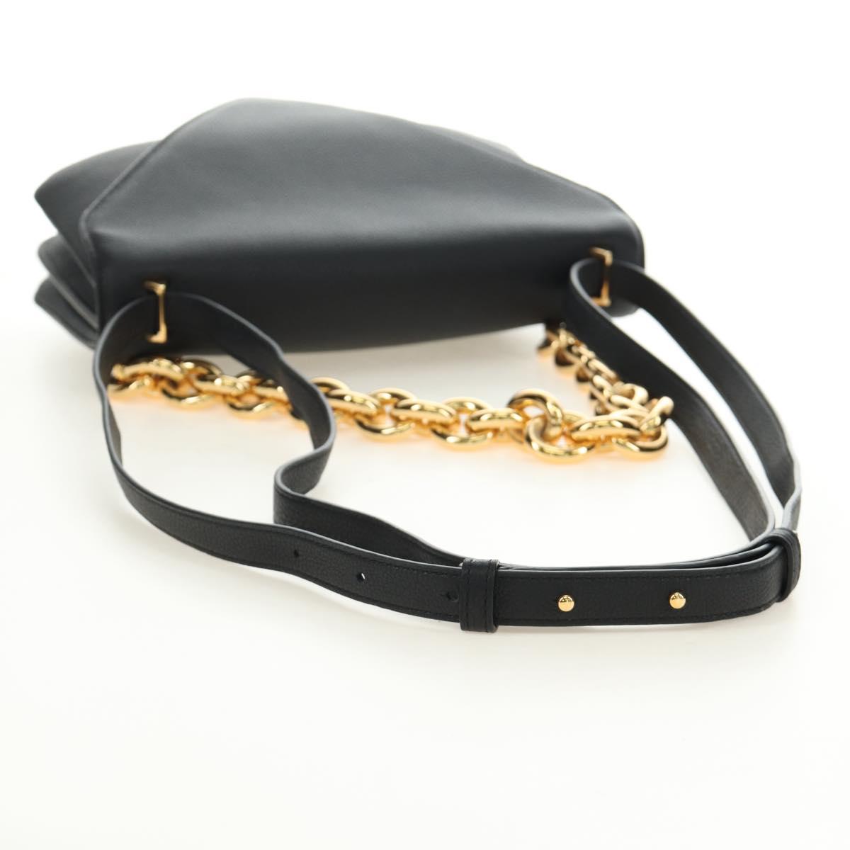 BOTTEGA VENETA Chain Shoulder Bag Leather 2way Black Gold Auth 190448V - Jerrillo image 9
