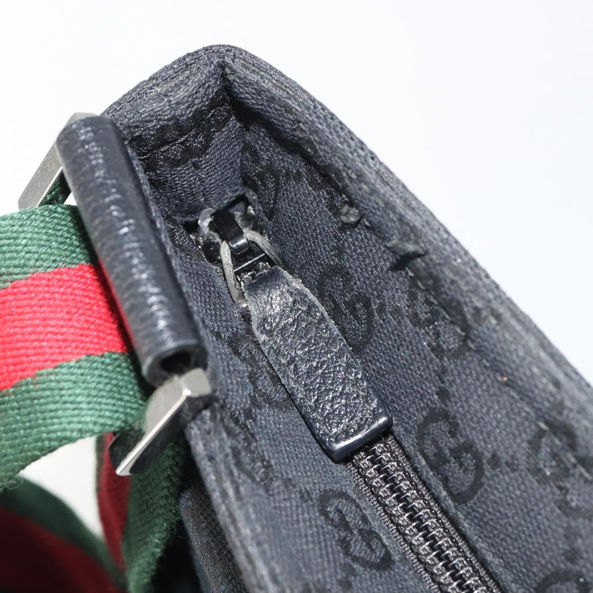 GUCCI GG Canvas Web Sherry Line Shoulder Bag Black Silver 256100 Auth 190463A - Jerrillo image 10