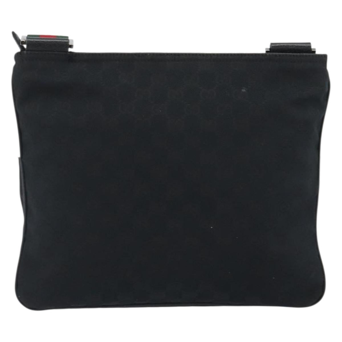 GUCCI GG Canvas Web Sherry Line Shoulder Bag Black Silver 256100 Auth 190463A - Jerrillo image 2
