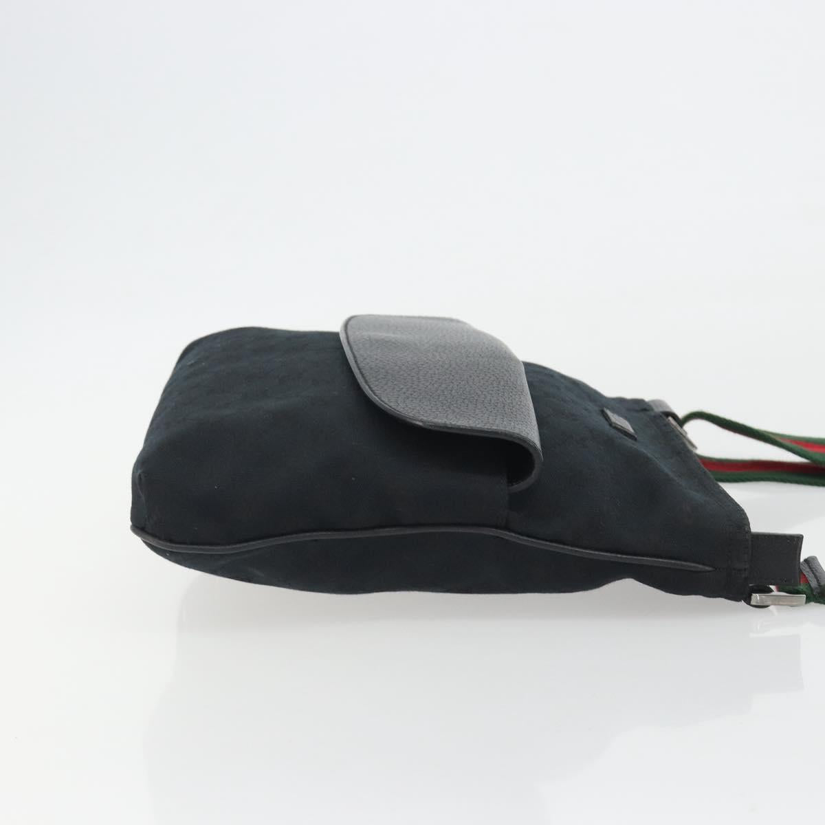 GUCCI GG Canvas Web Sherry Line Shoulder Bag Black Silver 256100 Auth 190463A - Jerrillo image 3