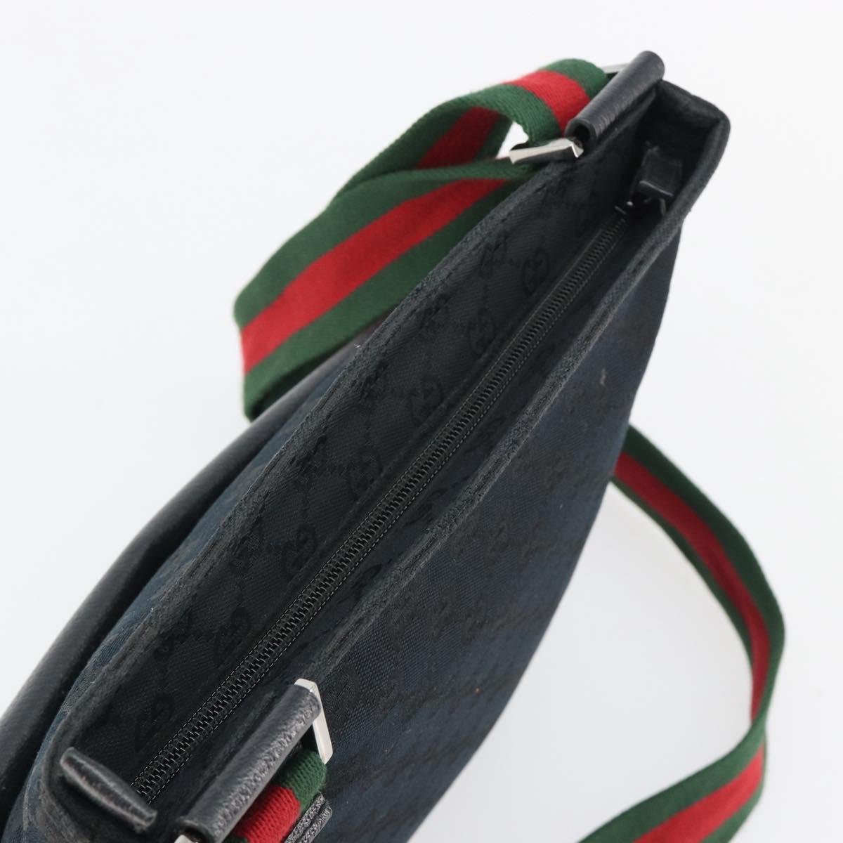 GUCCI GG Canvas Web Sherry Line Shoulder Bag Black Silver 256100 Auth 190463A - Jerrillo image 6