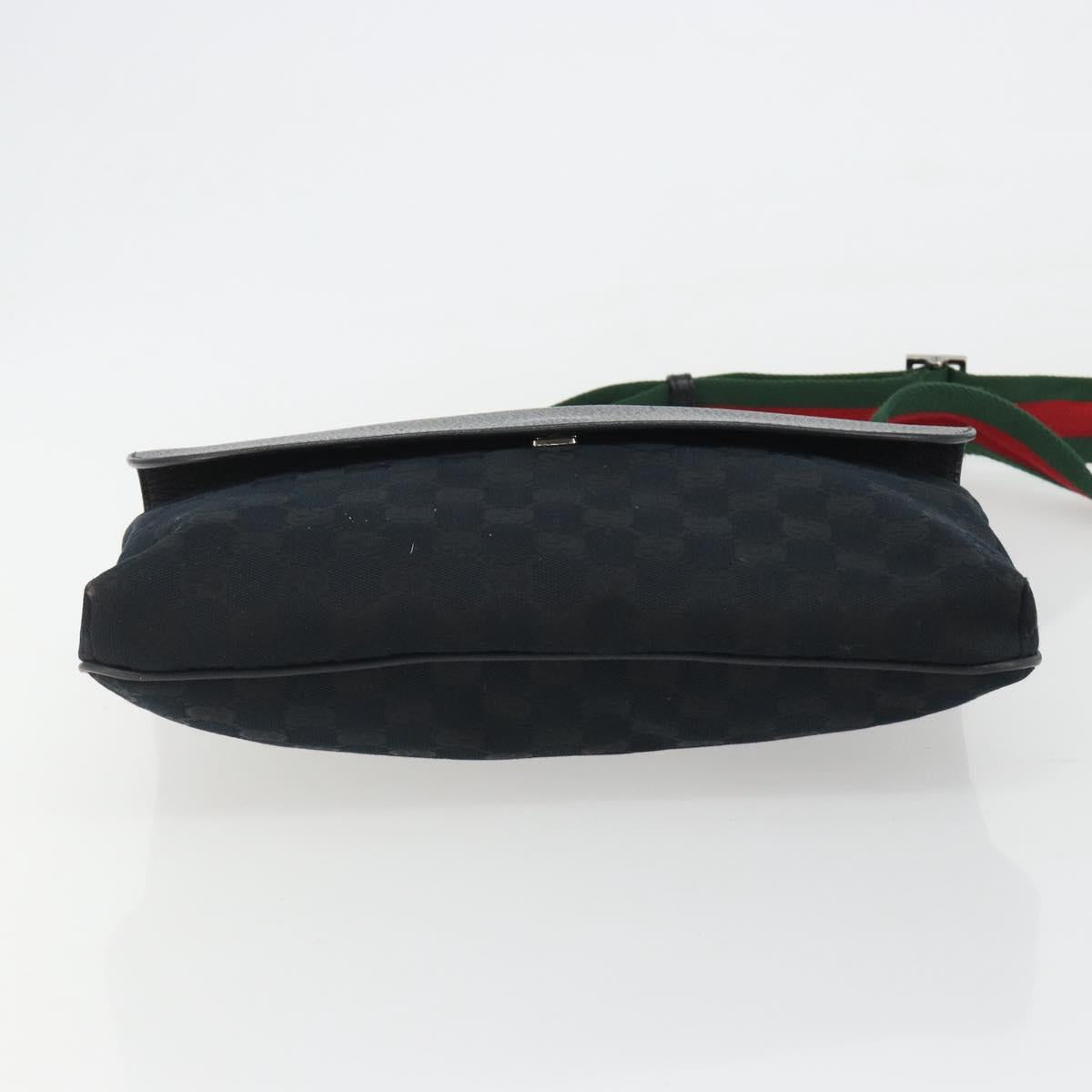 GUCCI GG Canvas Web Sherry Line Shoulder Bag Black Silver 256100 Auth 190463A - Jerrillo image 5