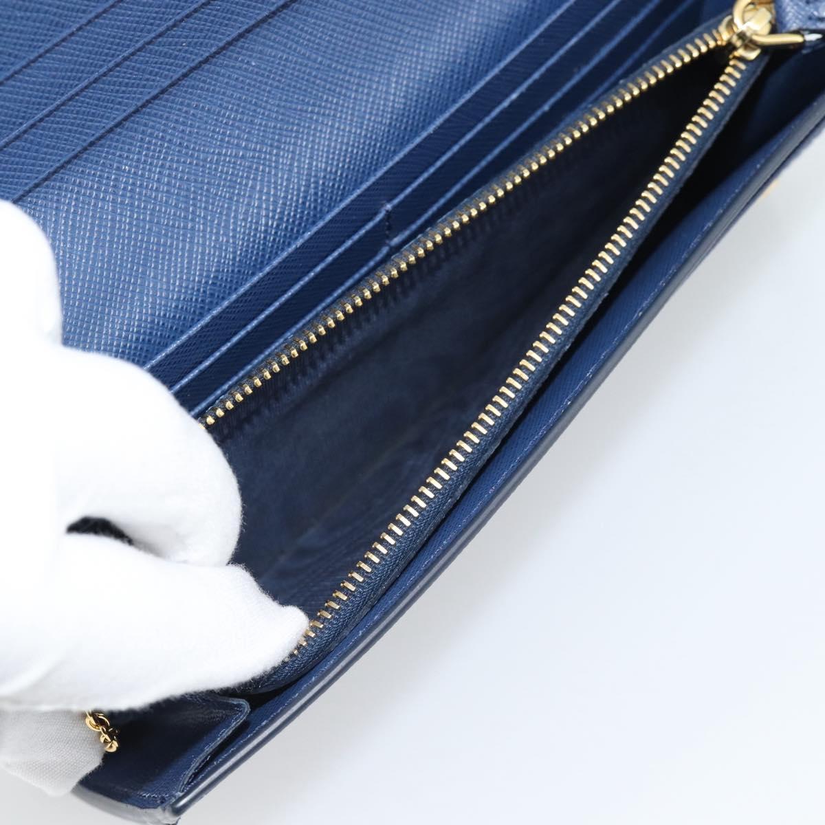 PRADA Long Wallet Safiano Leather Blue Gold Auth 190465A - Jerrillo image 10