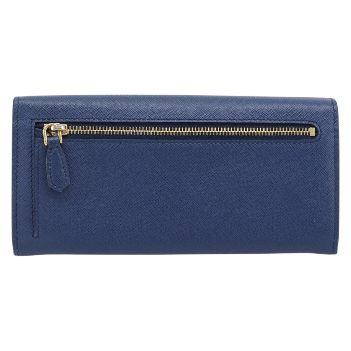 PRADA Long Wallet Safiano Leather Blue Gold Auth 190465A - Jerrillo image 2
