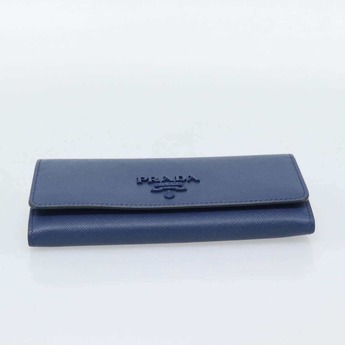 PRADA Long Wallet Safiano Leather Blue Gold Auth 190465A - Jerrillo image 6