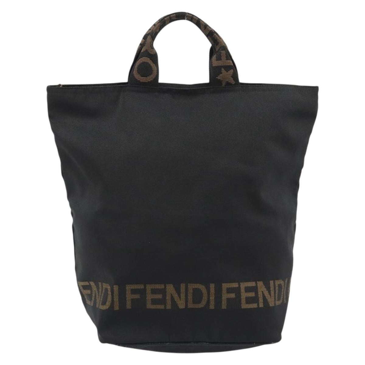 FENDI Hand Bag Canvas Black Gold Auth 190474 - Jerrillo image 2