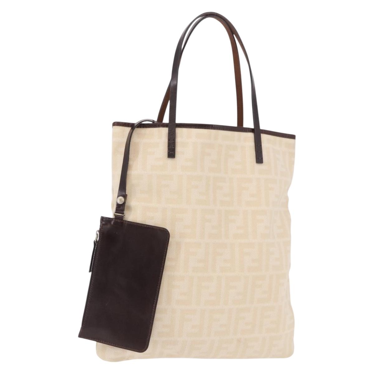 FENDI Zucca Canvas Tote Bag Beige Silver Auth 190476A - Jerrillo