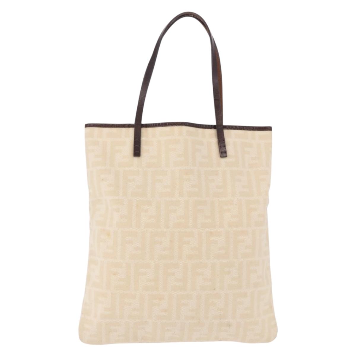 FENDI Zucca Canvas Tote Bag Beige Silver Auth 190476A - Jerrillo image 2