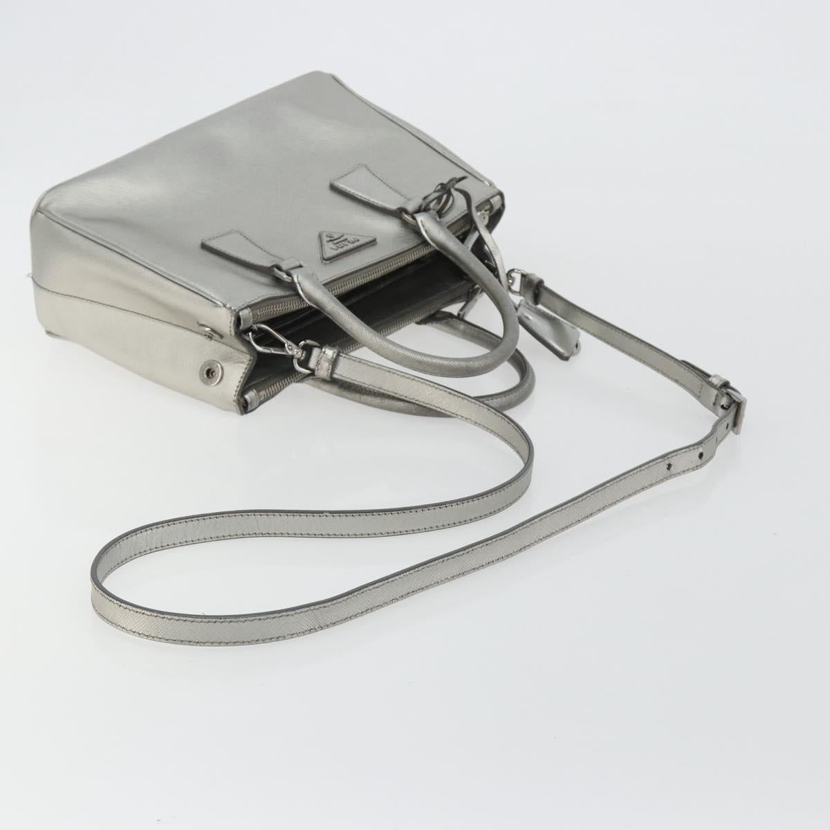 PRADA Galleria Hand Bag Safiano Leather 2way Silver Auth 190490A - Jerrillo image 9
