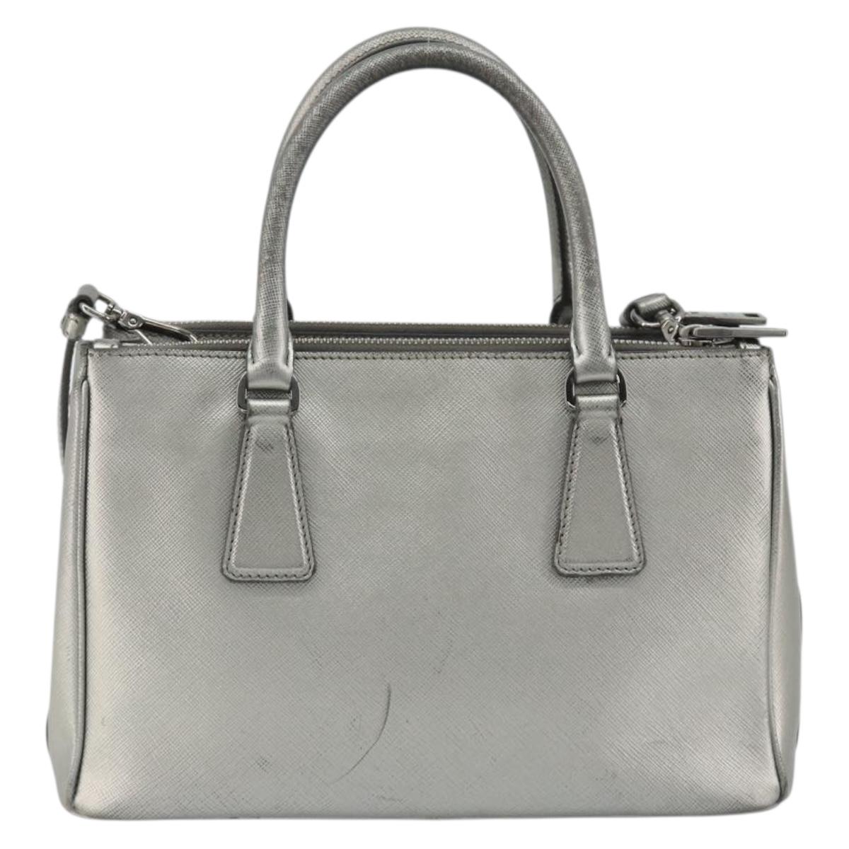 PRADA Galleria Hand Bag Safiano Leather 2way Silver Auth 190490A - Jerrillo image 2