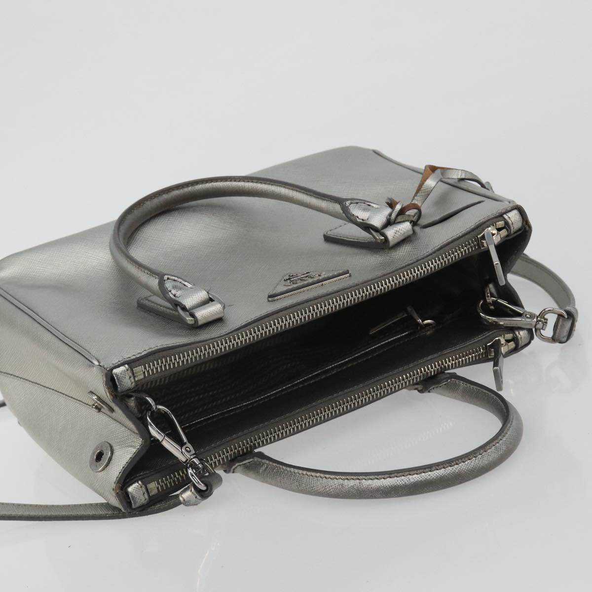 PRADA Galleria Hand Bag Safiano Leather 2way Silver Auth 190490A - Jerrillo image 7