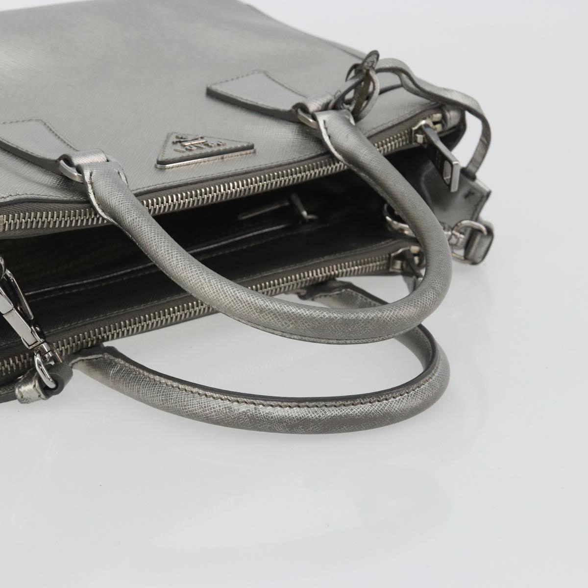 PRADA Galleria Hand Bag Safiano Leather 2way Silver Auth 190490A - Jerrillo image 8