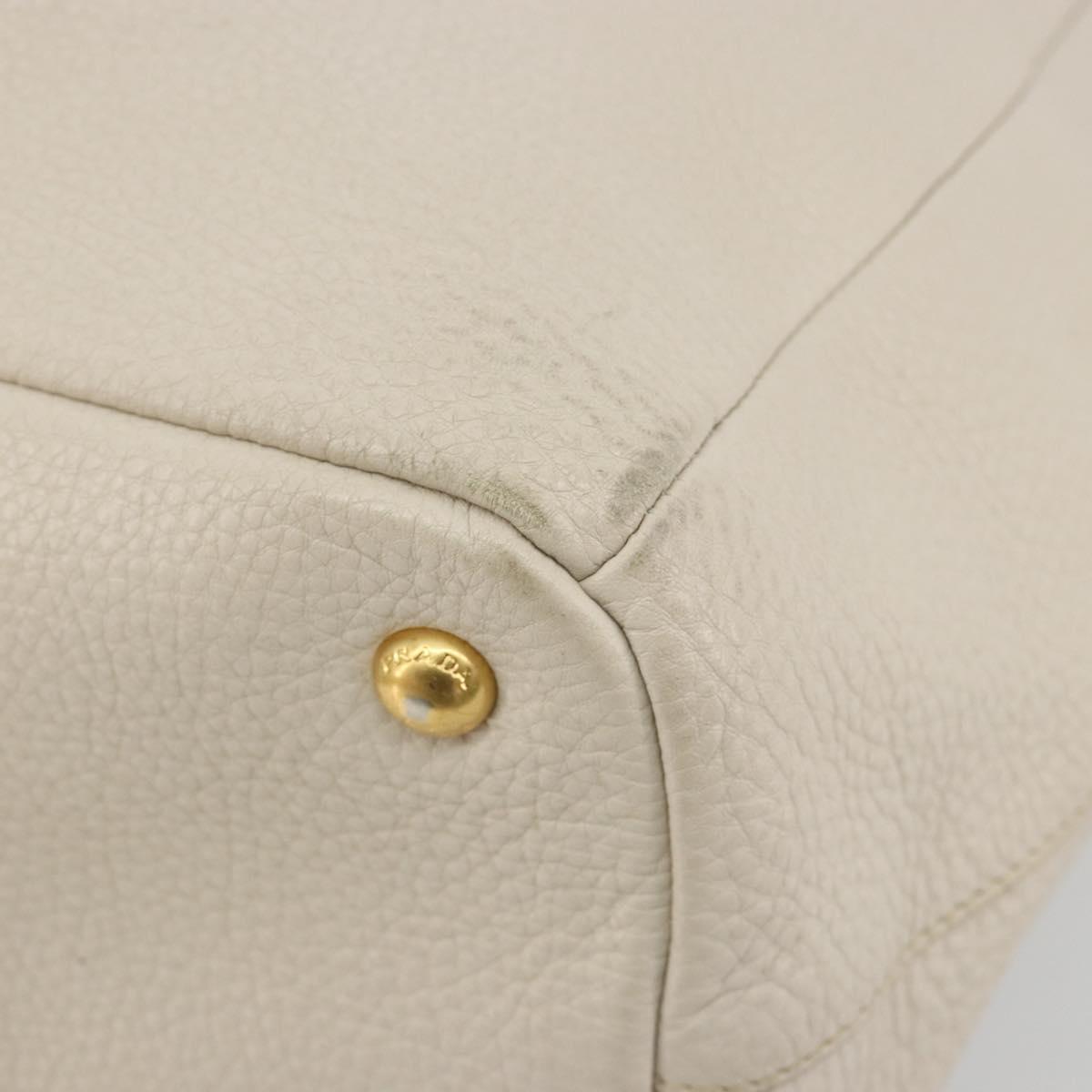 PRADA Hand Bag Vittero Dino Leather 2way White Gold Auth 190508A - Jerrillo image 9