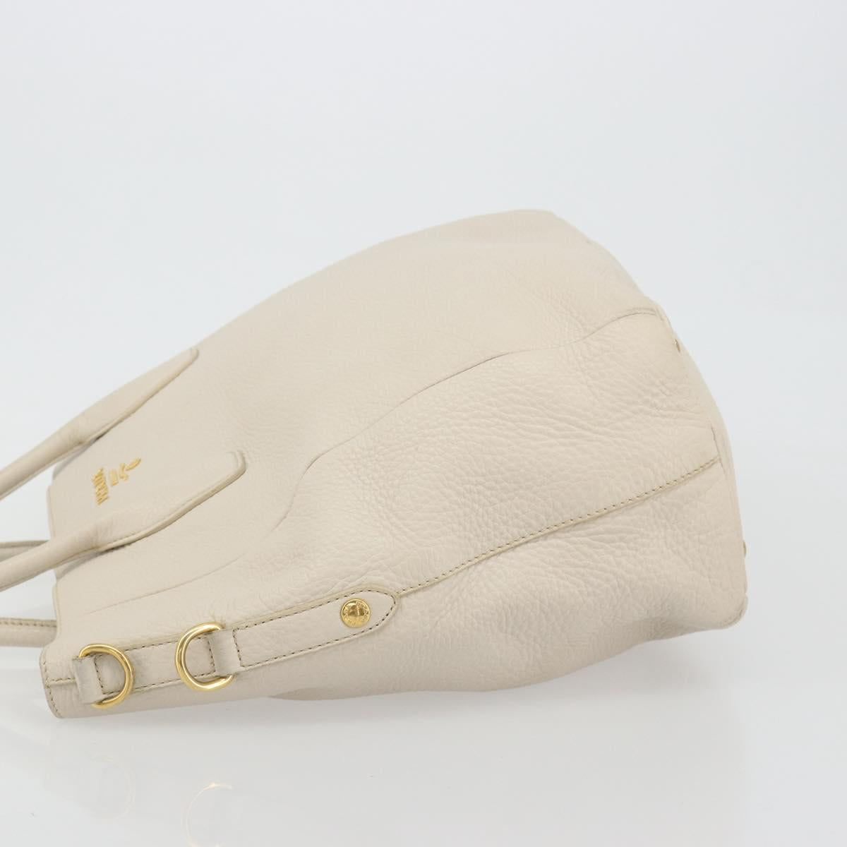 PRADA Hand Bag Vittero Dino Leather 2way White Gold Auth 190508A - Jerrillo image 4