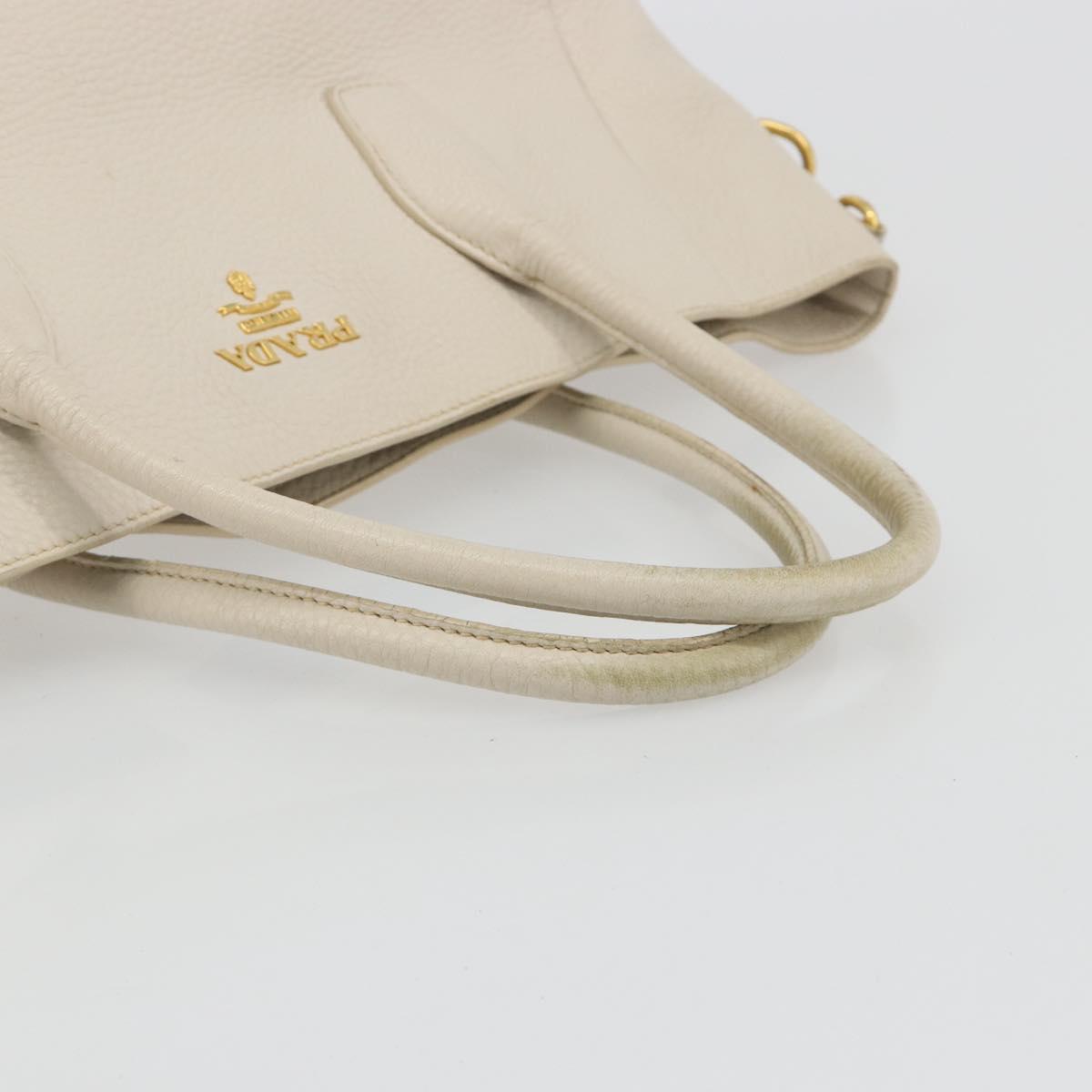 PRADA Hand Bag Vittero Dino Leather 2way White Gold Auth 190508A - Jerrillo image 7