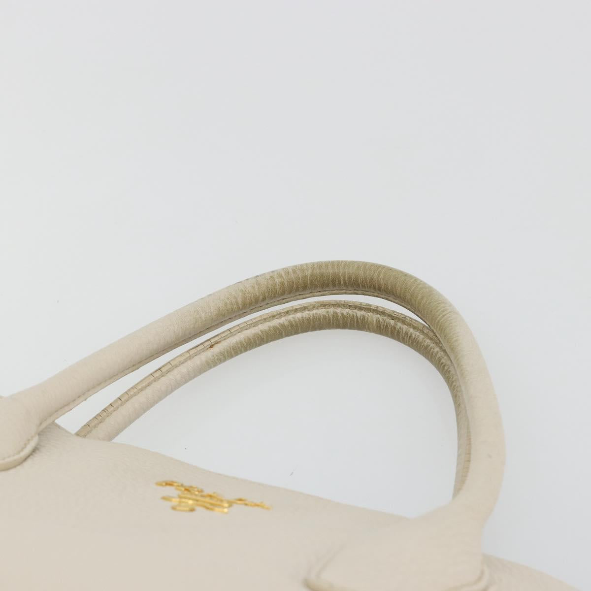 PRADA Hand Bag Vittero Dino Leather 2way White Gold Auth 190508A - Jerrillo image 8