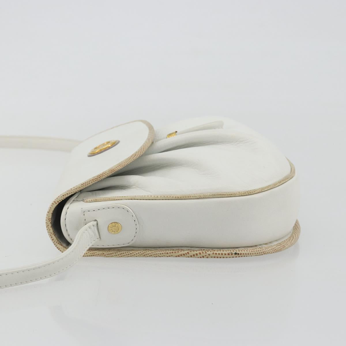 CELINE Horse Carriage Shoulder Bag Leather White Gold Auth 190525A - Jerrillo image 4
