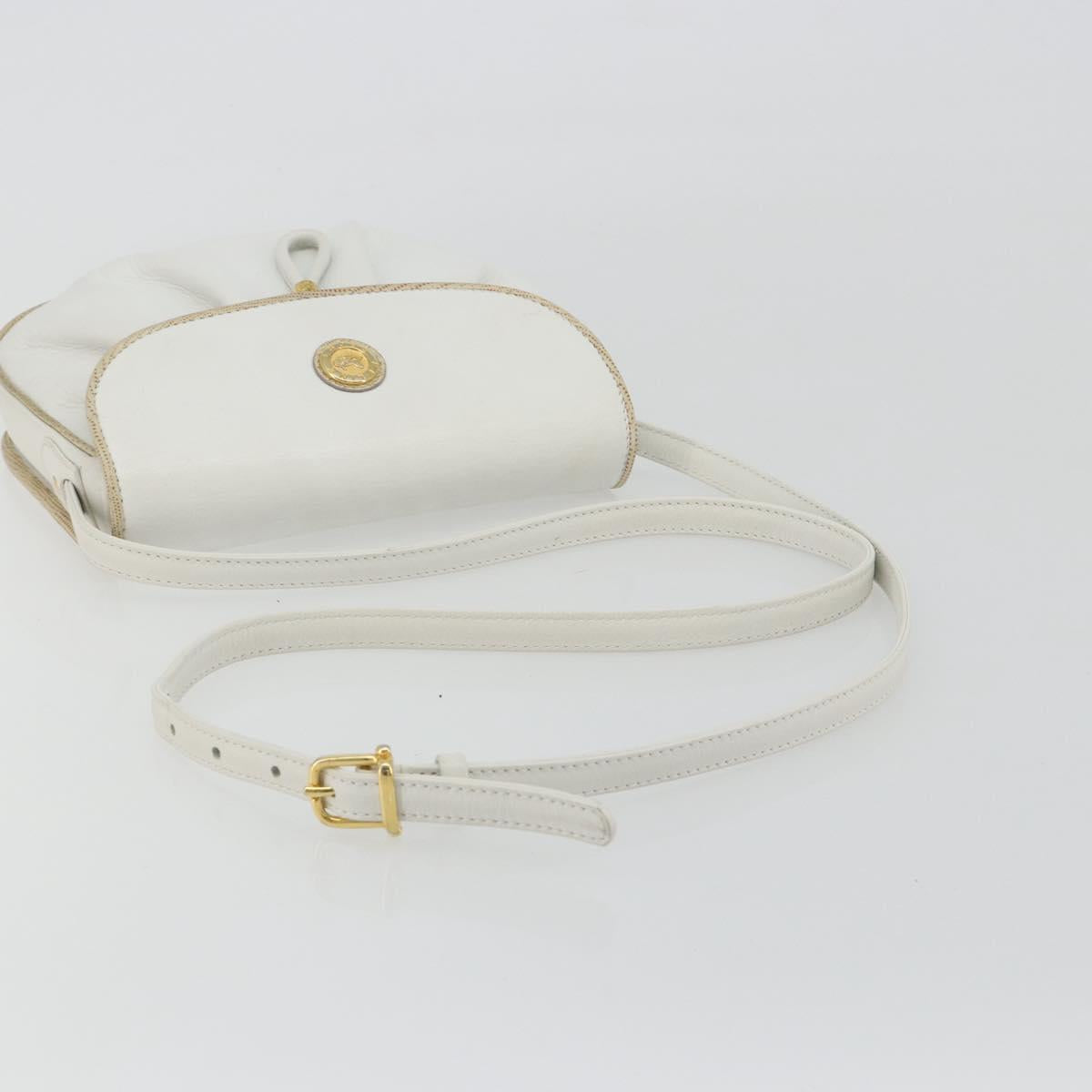 CELINE Horse Carriage Shoulder Bag Leather White Gold Auth 190525A - Jerrillo image 7