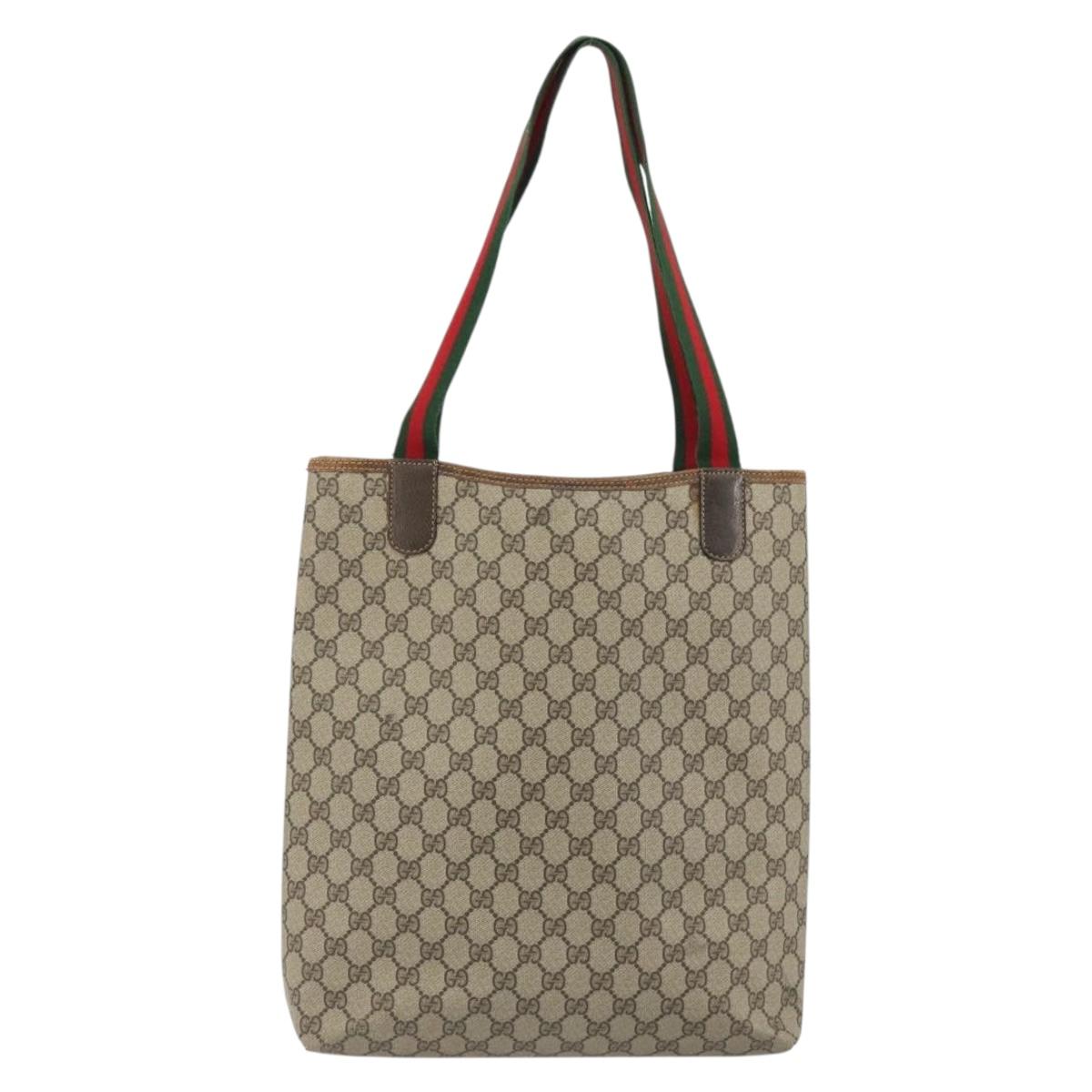 GUCCI GG Supreme Web Sherry Line Tote Bag PVC Beige Gold 39 002 4487 Auth 190532 - Jerrillo image 2