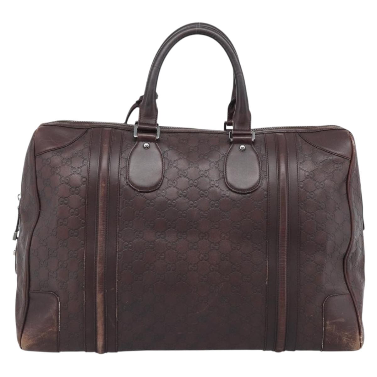 GUCCI Guccissima GG Canvas Boston Bag Leather Bordeaux Silver 146204 Auth 190589 - Jerrillo image 3