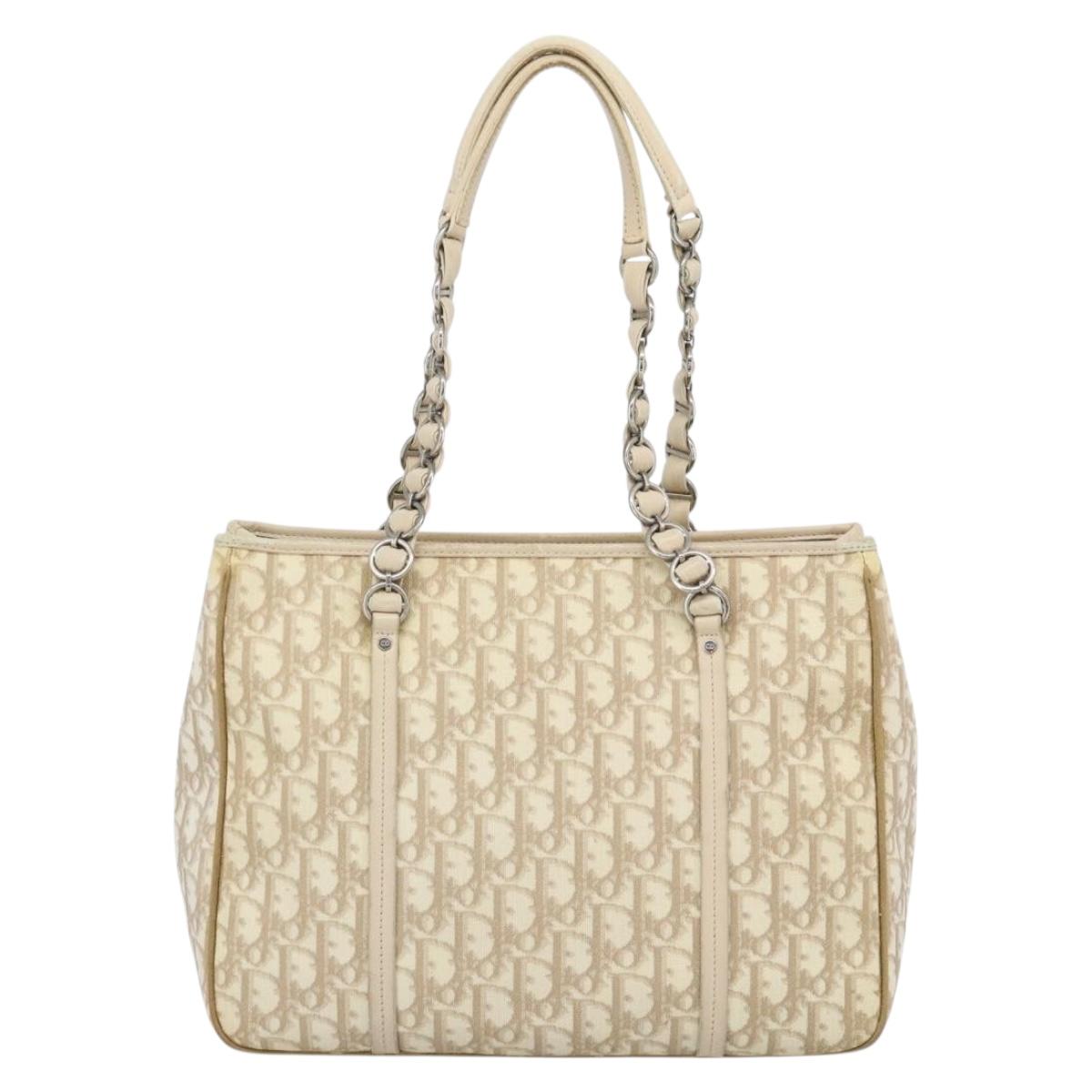 Christian Dior Trotter Canvas Romantic Chain Shoulder Bag PVC Ivory Auth 190613 - Jerrillo image 2