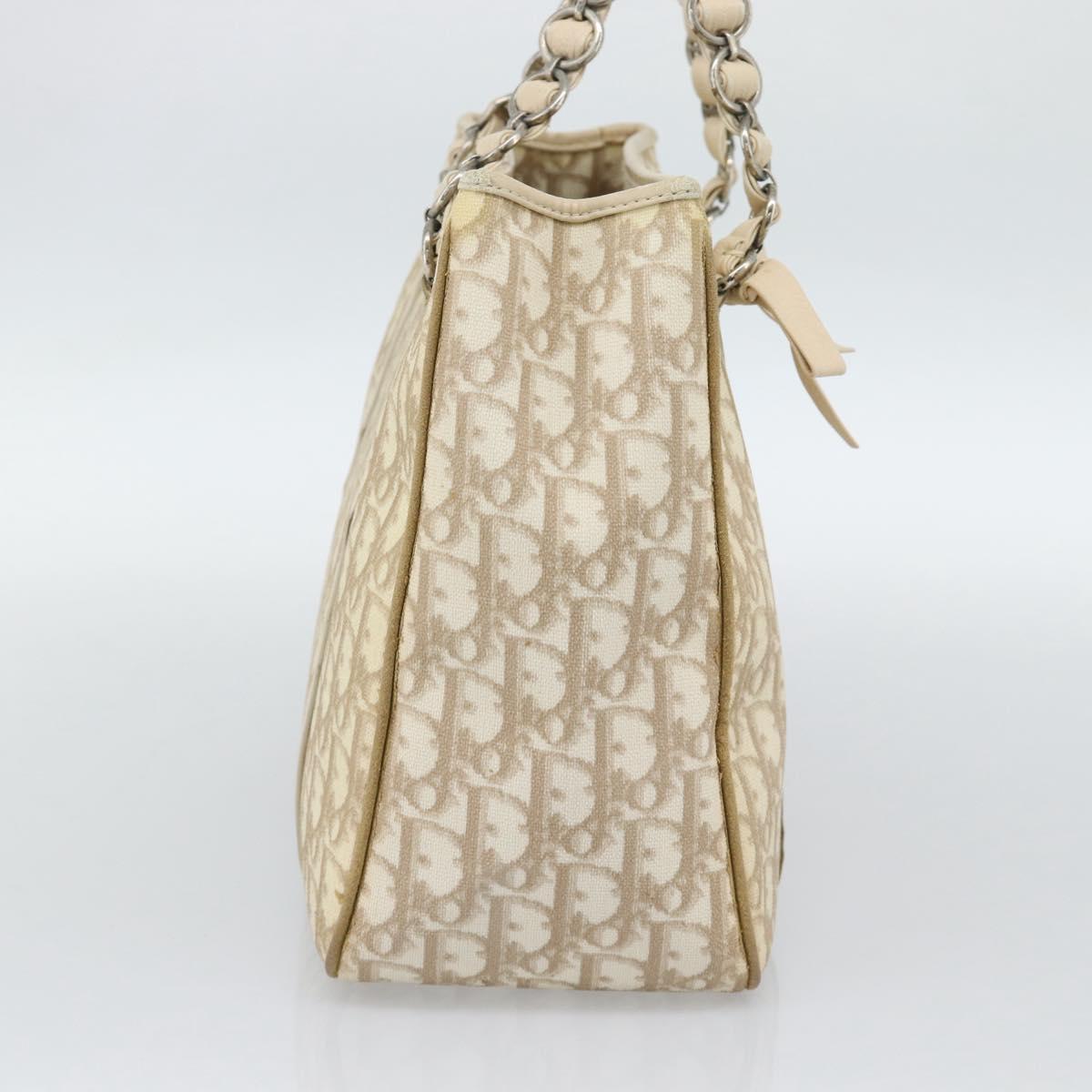 Christian Dior Trotter Canvas Romantic Chain Shoulder Bag PVC Ivory Auth 190613 - Jerrillo image 3