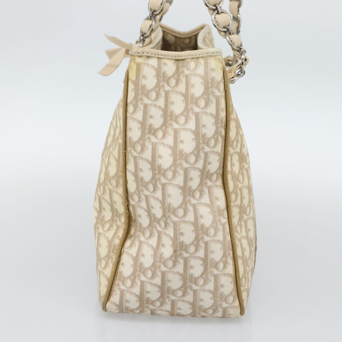 Christian Dior Trotter Canvas Romantic Chain Shoulder Bag PVC Ivory Auth 190613 - Jerrillo image 4