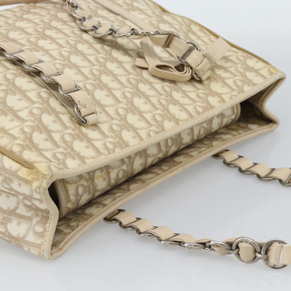Christian Dior Trotter Canvas Romantic Chain Shoulder Bag PVC Ivory Auth 190613 - Jerrillo image 6