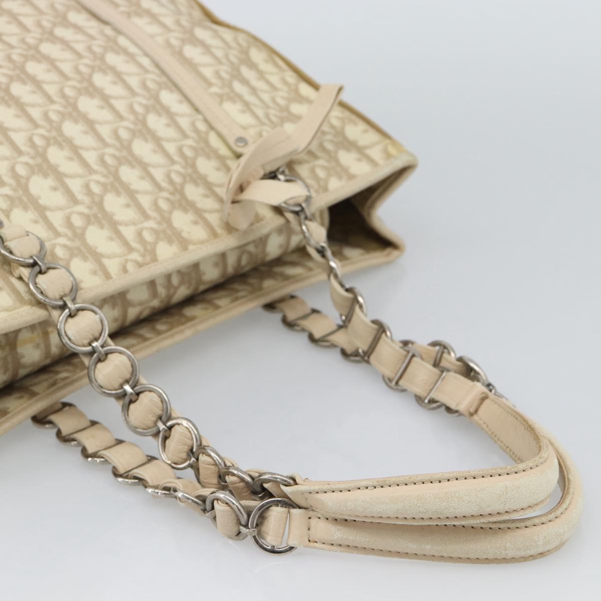 Christian Dior Trotter Canvas Romantic Chain Shoulder Bag PVC Ivory Auth 190613 - Jerrillo image 7