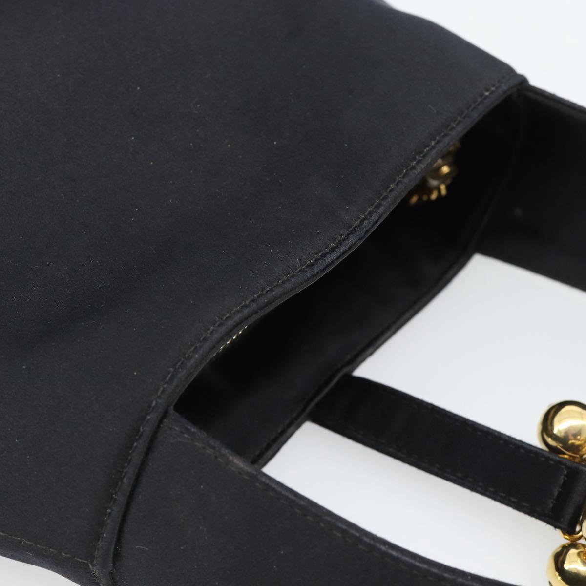 Salvatore Ferragamo Hand Bag Satin Black Gold Auth 190618 - Jerrillo image 6