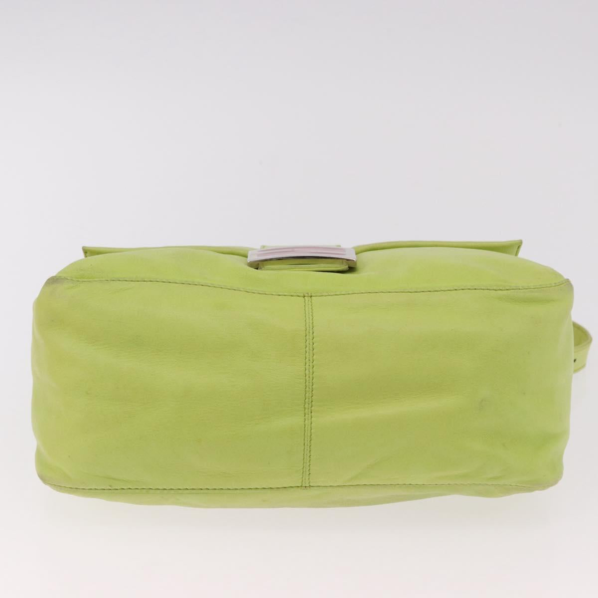 FENDI Mamma Baguette Shoulder Bag Leather Green Silver Auth 190637M - Jerrillo image 10