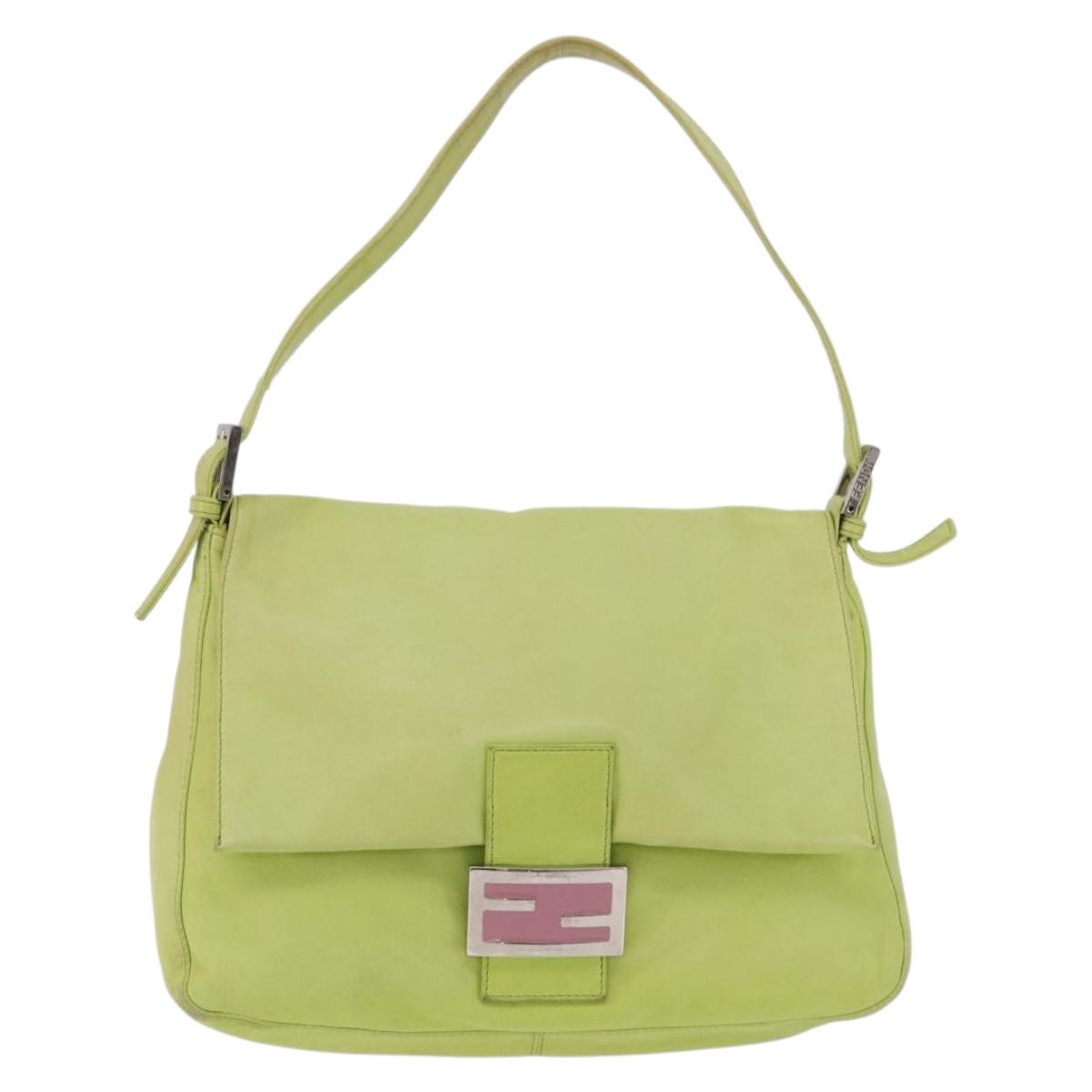 FENDI Mamma Baguette Shoulder Bag Leather Green Silver Auth 190637M - Jerrillo image 2