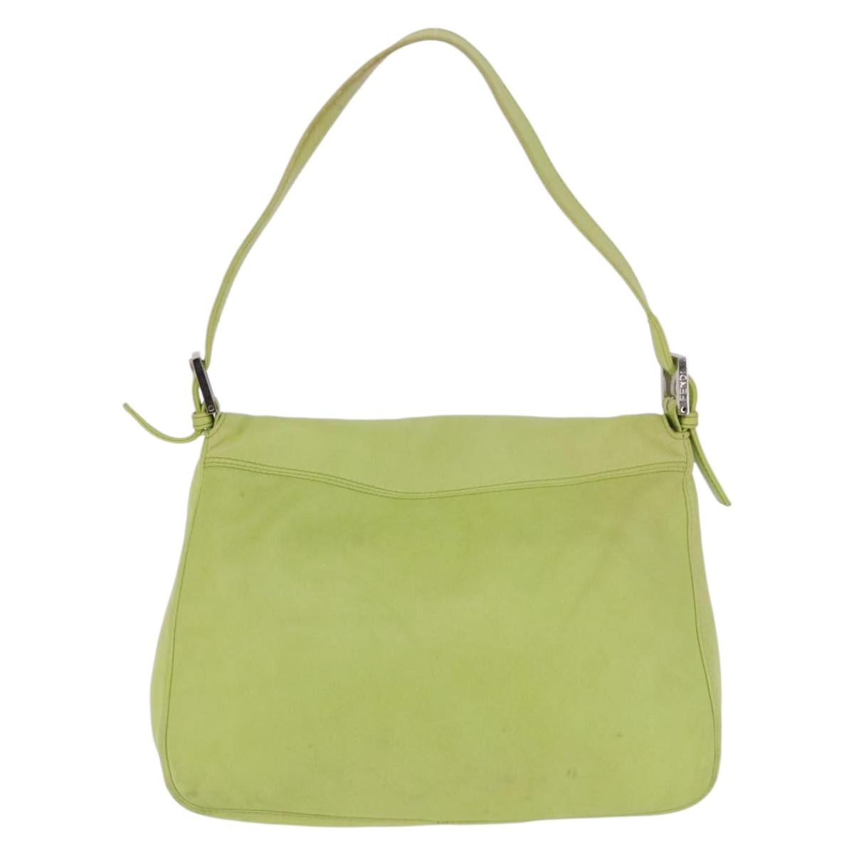 FENDI Mamma Baguette Shoulder Bag Leather Green Silver Auth 190637M - Jerrillo image 3