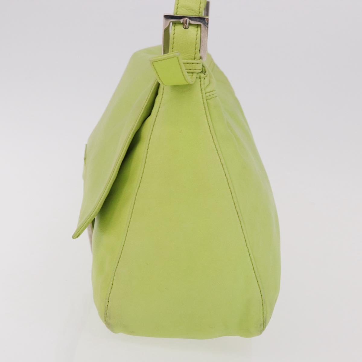 FENDI Mamma Baguette Shoulder Bag Leather Green Silver Auth 190637M - Jerrillo image 4