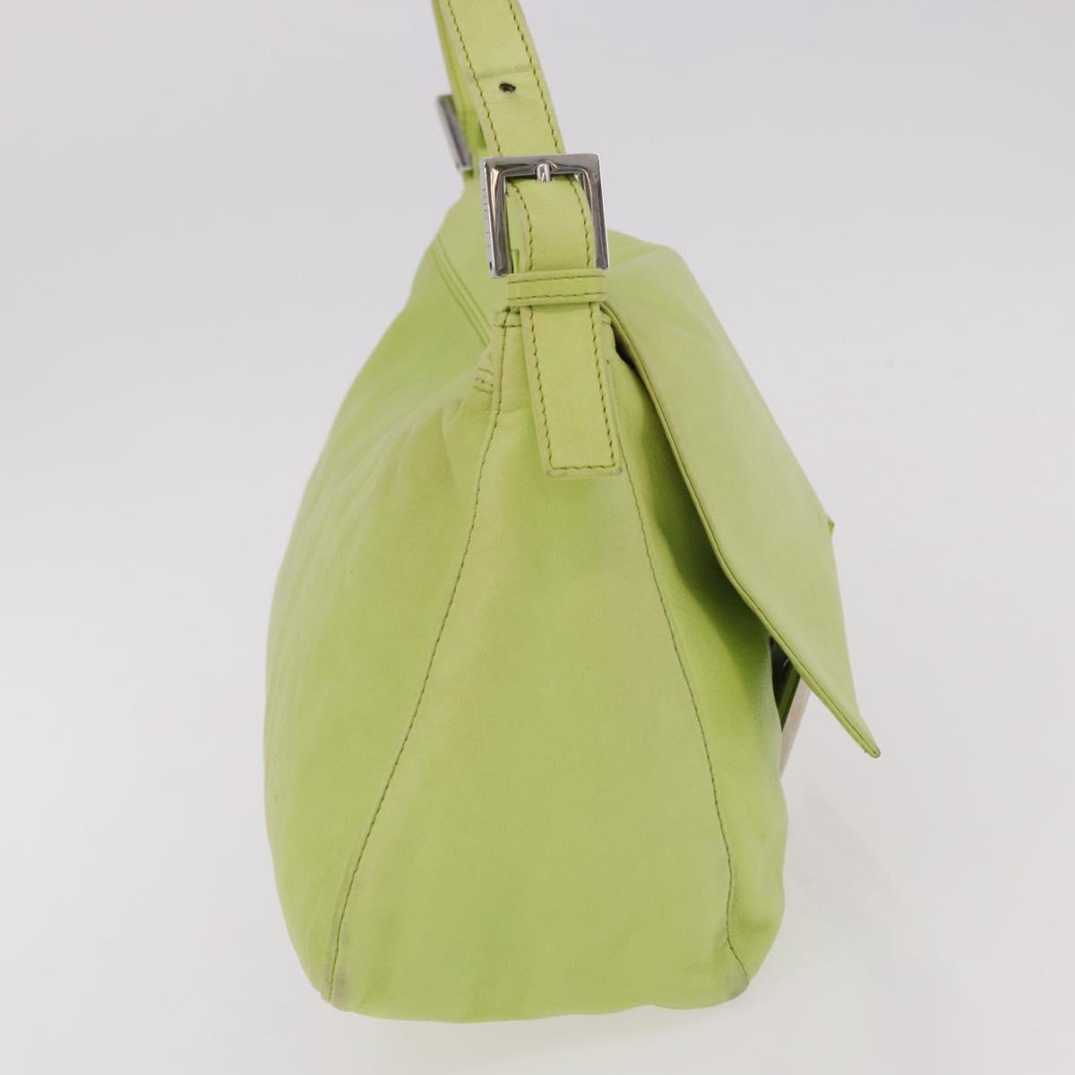 FENDI Mamma Baguette Shoulder Bag Leather Green Silver Auth 190637M - Jerrillo image 5