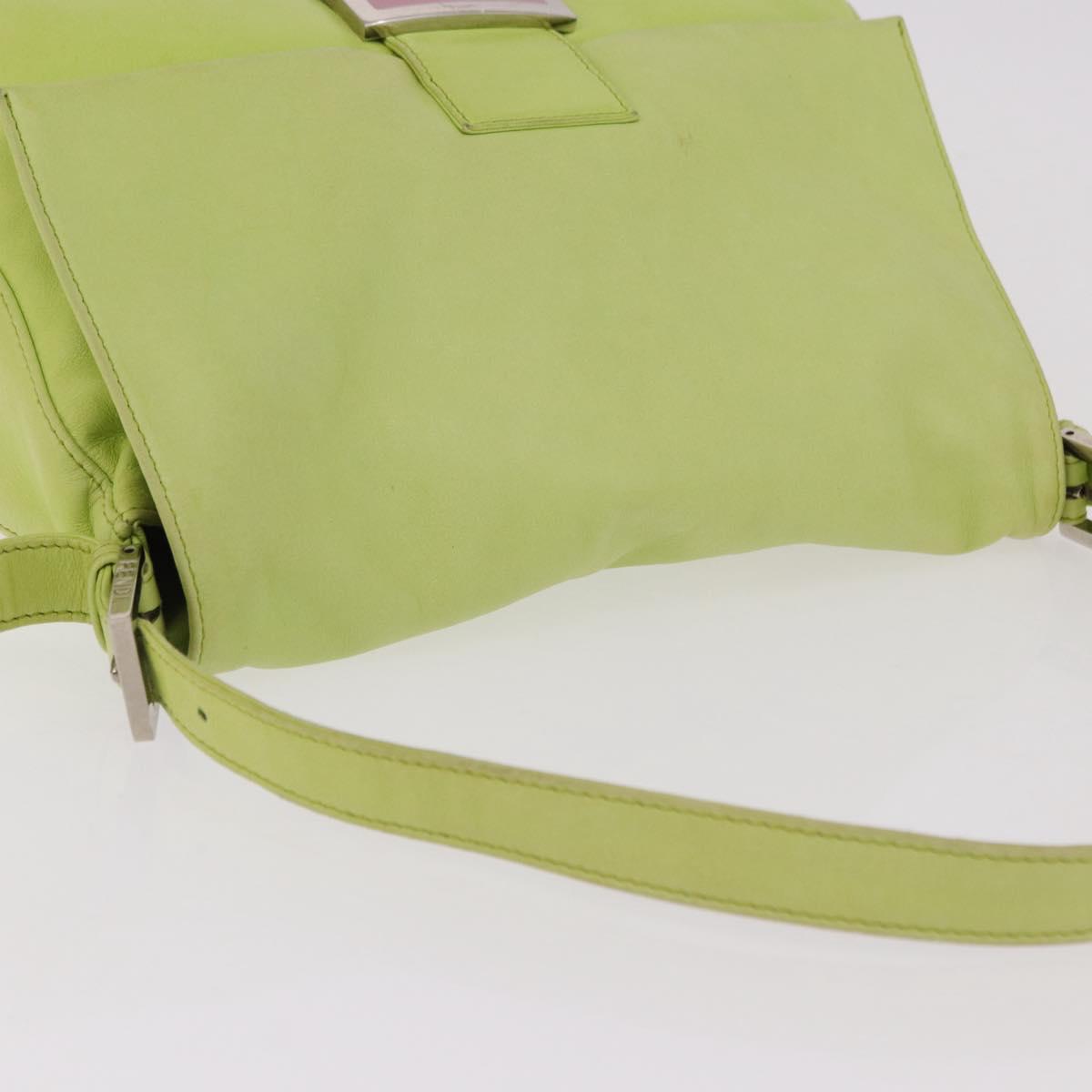 FENDI Mamma Baguette Shoulder Bag Leather Green Silver Auth 190637M - Jerrillo image 6
