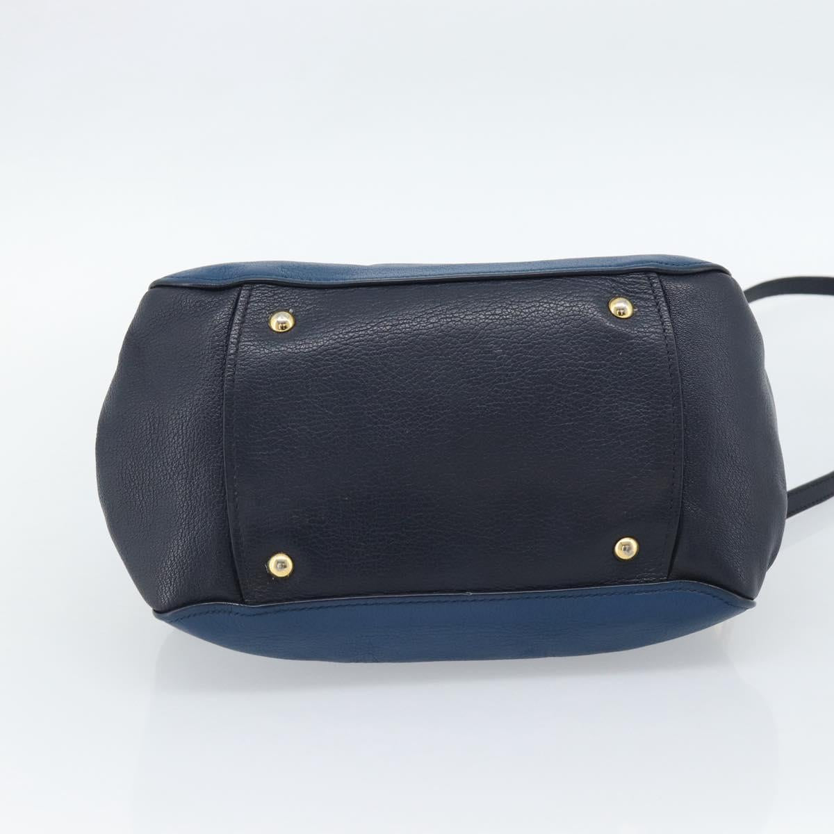 Miu Miu Hand Bag Leather 2way Blue Gold Auth 190650 - Jerrillo image 5
