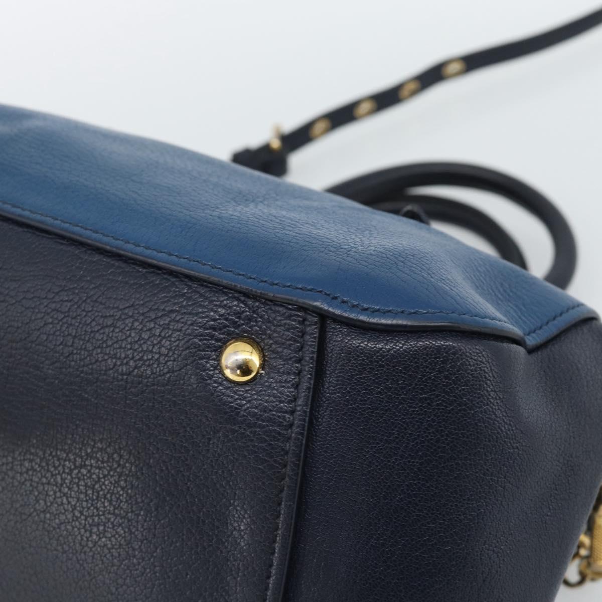 Miu Miu Hand Bag Leather 2way Blue Gold Auth 190650 - Jerrillo image 9
