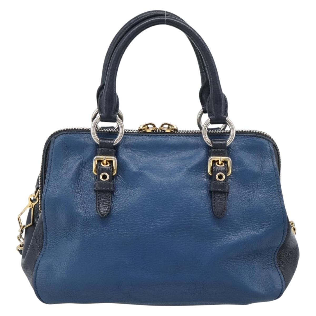 Miu Miu Hand Bag Leather 2way Blue Gold Auth 190650 - Jerrillo image 2