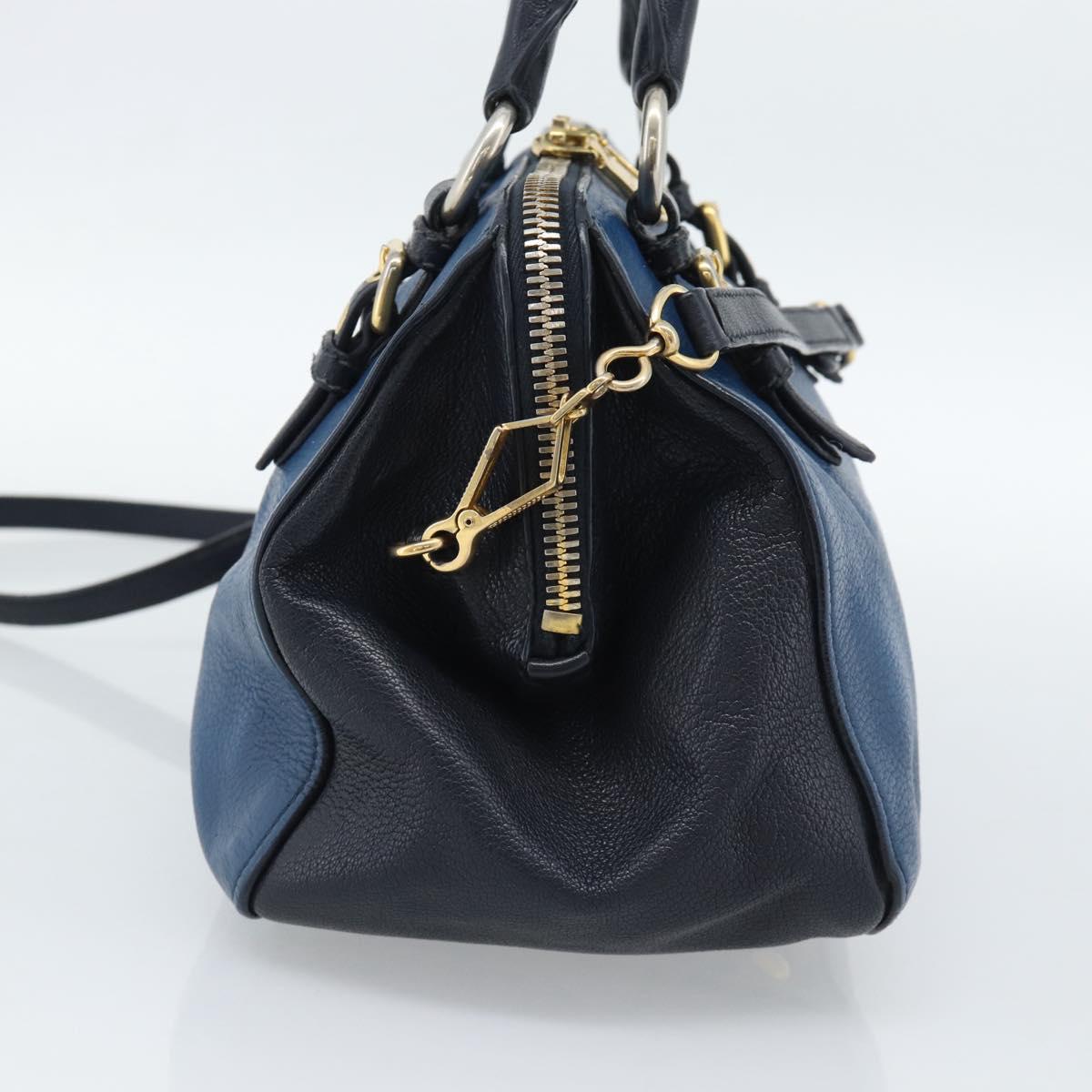 Miu Miu Hand Bag Leather 2way Blue Gold Auth 190650 - Jerrillo image 3